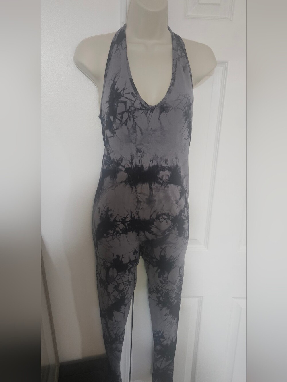 Gray and Black Tie-Dye Jumpsuit